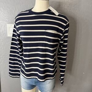 Abercrombie and Fitch Long-Sleeve Jersey Easy Tee, dark indigo stripe, XS